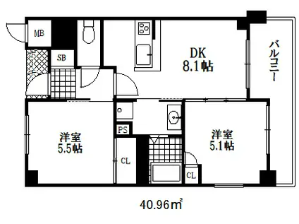 エステムプラザ神戸西Ⅳインフィニティ(2DK/7階)の間取り写真