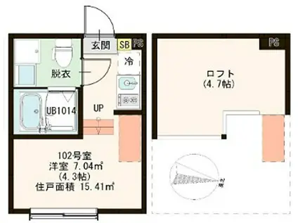 ハーモニーテラス金町V(1K/1階)の間取り写真