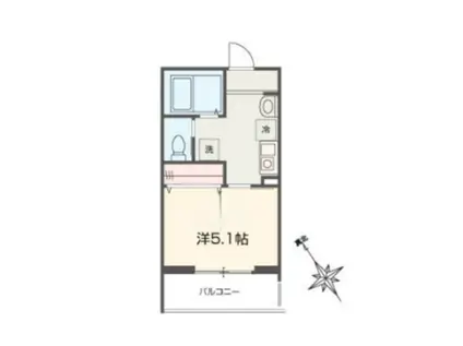 MELLAS新座II(1K/2階)の間取り写真