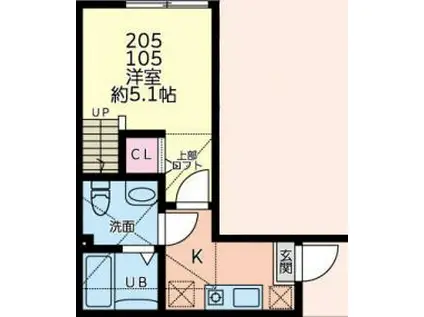 ティナ小田急相模原2(1K/2階)の間取り写真