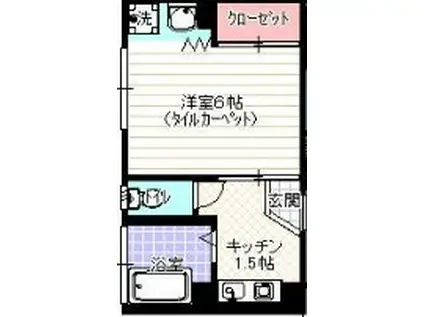 ヒルズハウス塚田(1K/3階)の間取り写真