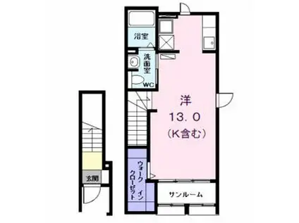 パークサイドM II(ワンルーム/2階)の間取り写真