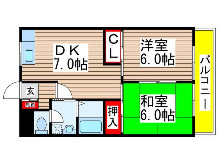 グレースK(2DK/2階)の間取り写真