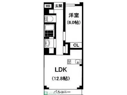 メゾンドール(1LDK/1階)の間取り写真