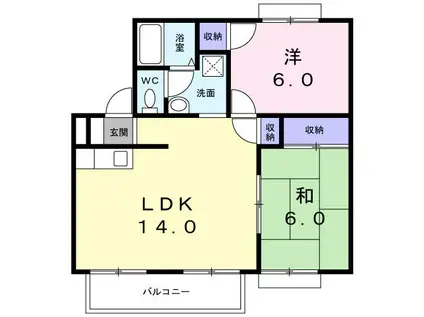 フォブール吉峰 A棟(2LDK/1階)の間取り写真