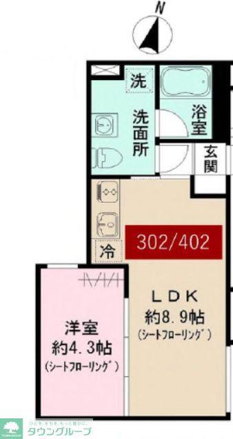 CASA PIAZZA 目黒大岡山(1LDK/1階)の間取り写真