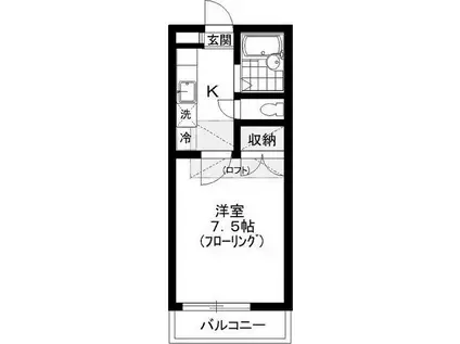 ラ・シャンブルクレールII(1K/1階)の間取り写真