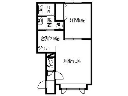 K.M.K(1LDK/2階)の間取り写真