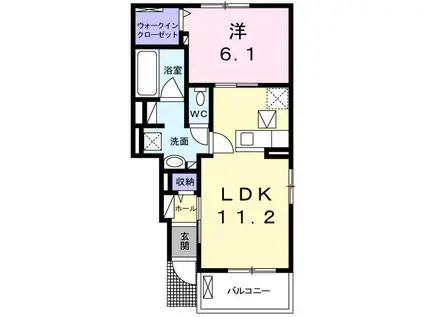 グレイスC(1LDK/1階)の間取り写真