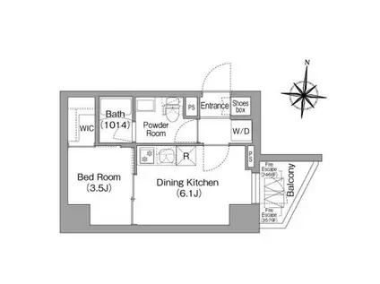 コンフォリア・リヴ木場イーストI(1DK/1階)の間取り写真