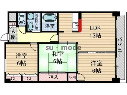 ヌーヴェレールIII(3LDK/1階)の間取り写真