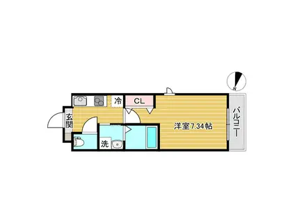 エール御影塚町(1K/4階)の間取り写真