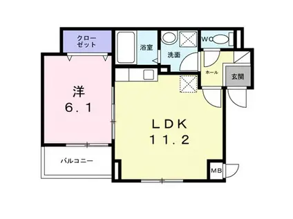 ウエストレイク(1LDK/3階)の間取り写真