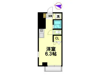 ウィンブルーム風浦(ワンルーム/3階)の間取り写真