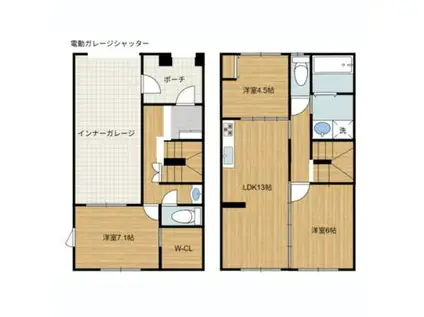 ガレージヴィラ(3LDK/1階)の間取り写真