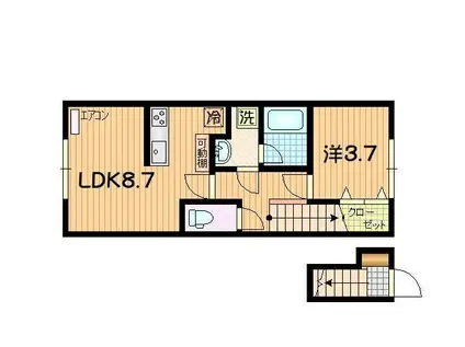 COTAN(1LDK/2階)の間取り写真