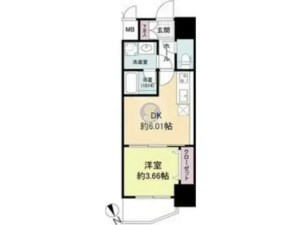 ブランシエスタ天満(1DK/9階)の間取り写真