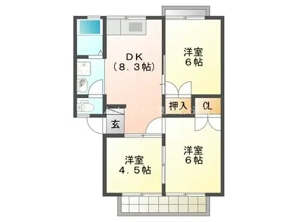 セジュール諏訪(3DK/1階)の間取り写真