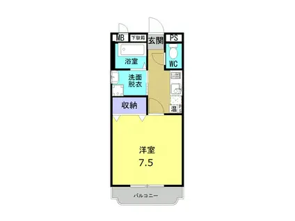 ロワールマンション(1K/4階)の間取り写真