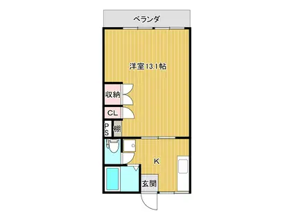 グランフォール(1K/2階)の間取り写真