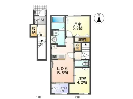 RICHESSE(2LDK/2階)の間取り写真