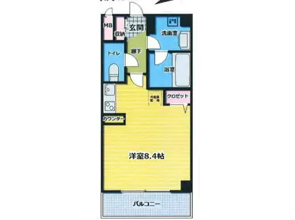 クオリアテラス門前仲町(1K/4階)の間取り写真