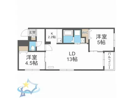 ブランシャールSH大通(2LDK/3階)の間取り写真