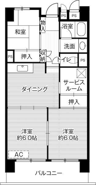 ビレッジハウス成田吾妻タワー1号棟(3SDK/1階)の間取り写真