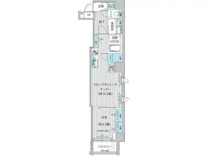 クリスタルパレス蒲西(1LDK/8階)の間取り写真