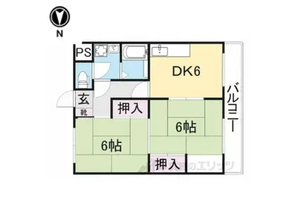 シルクロード醍醐(2DK/3階)の間取り写真