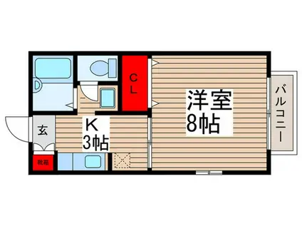 ピアノーブル(1K/1階)の間取り写真
