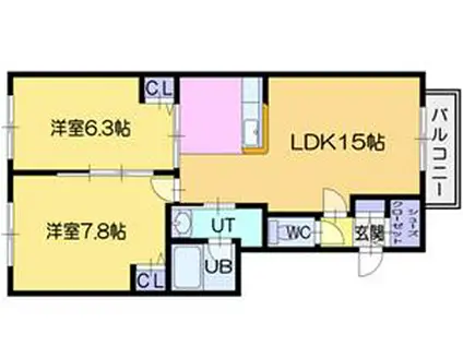 ウィングパーク(2LDK/4階)の間取り写真