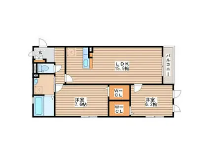 サンコート(2LDK/1階)の間取り写真