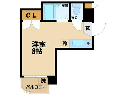 ドゥエリング国領(ワンルーム/2階)の間取り写真