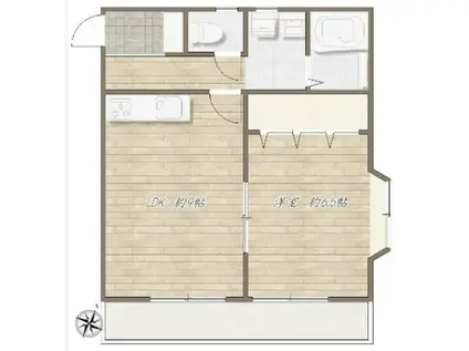 アート美原町マンション(1LDK/3階)の間取り写真