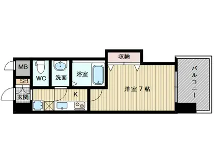 LUXE新大阪イーストII(1K/13階)の間取り写真