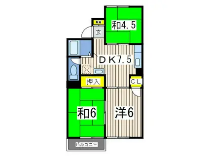 カームハイツ(3DK/3階)の間取り写真