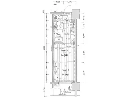 ガーラ・プライム川崎西口(2K/2階)の間取り写真