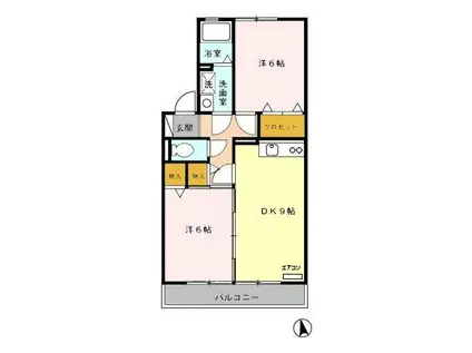 サクセス岩崎台(2LDK/1階)の間取り写真