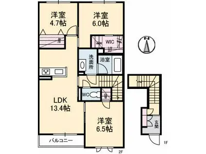 シャーメゾンアリビオ(3LDK/2階)の間取り写真