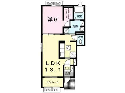 フュテュール(1LDK/1階)の間取り写真