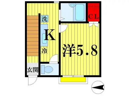 ヒカリオ(1K/2階)の間取り写真