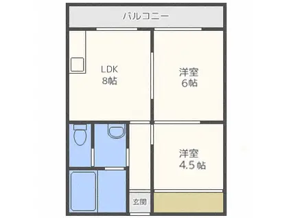 24軒興発ビル(2DK/4階)の間取り写真