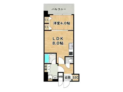 スプランディッドVII(1LDK/9階)の間取り写真