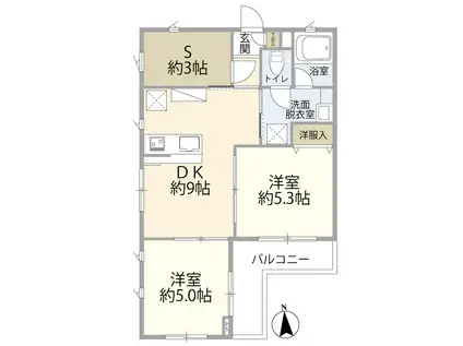 トップヒルズII(2SDK/3階)の間取り写真