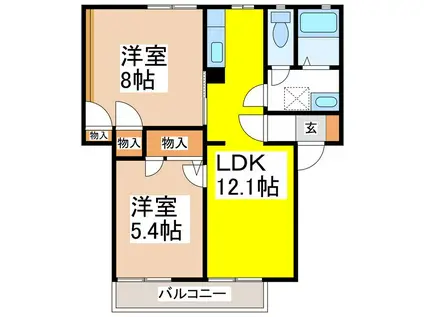 エターナル千曲(2LDK/1階)の間取り写真