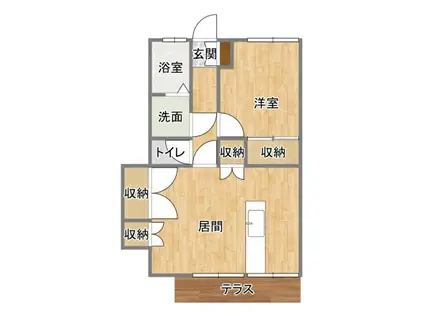 ポートタウン大津(1LDK/1階)の間取り写真