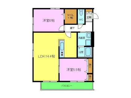 パナシェ諏訪森(2LDK/1階)の間取り写真