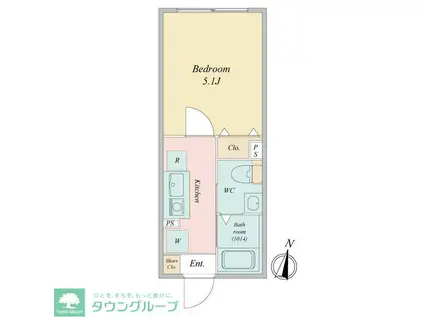 LIVEFLAT恵比寿 (1K/1階)の間取り写真