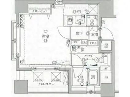 アクロス目黒(ワンルーム/6階)の間取り写真